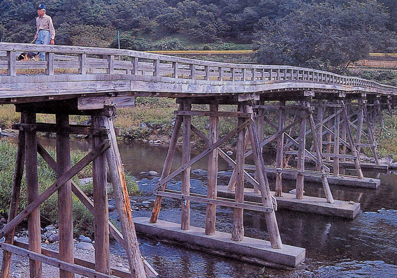 矢部川の木橋